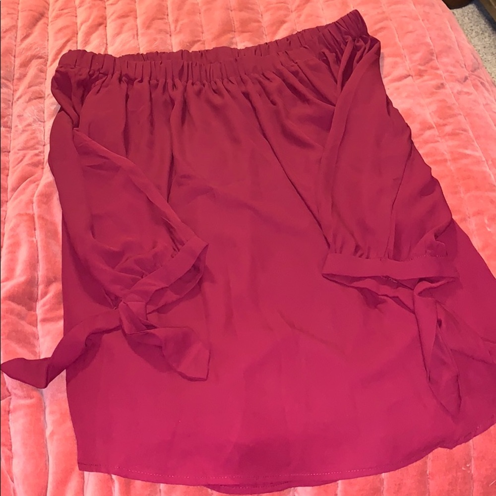 Maroon off the shoulder top